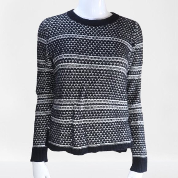 Madewell Black White Fine Knit Crew Neck Pullover Sweater Small - Picture 2 of 16